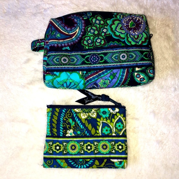 Vera Bradley Other - Vera Bradley Rhythm & Blues Retired pattern Medium Cosmetic Bag plus Coin purse